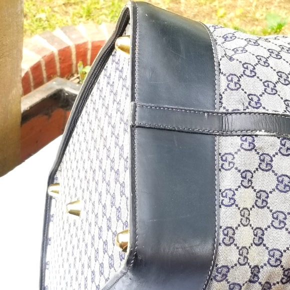 Fabulous Rare Vintage Gucci web travel weekender Boston Train Case luggage bag - Picture 13 of 16